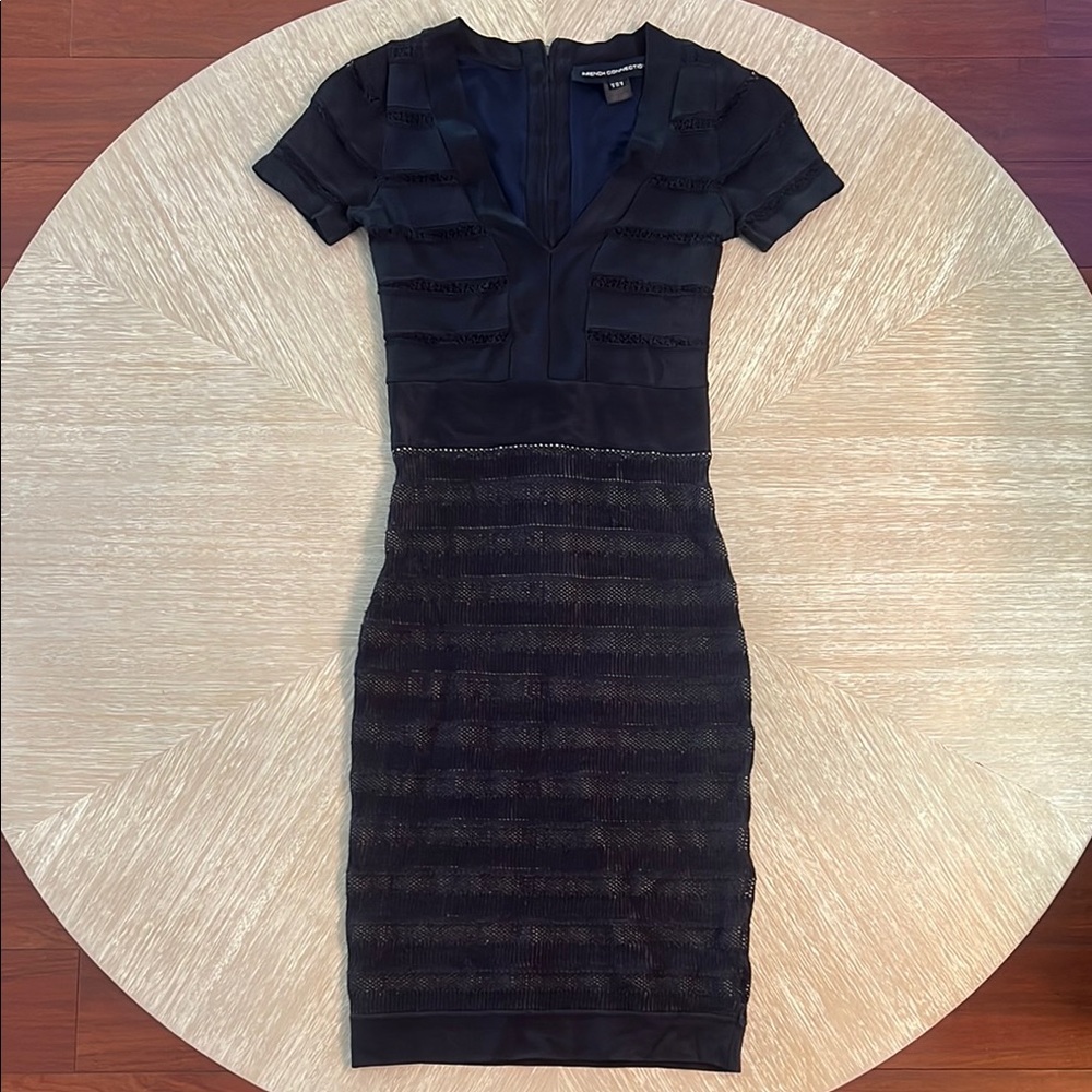 French Connection Navy Bandage V-Neck Midi Dress